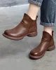 Round-Toe Solid Color Zipper Boots