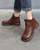 Round-Toe Solid Color Zipper Boots