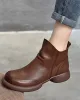 Round-Toe Solid Color Zipper Boots