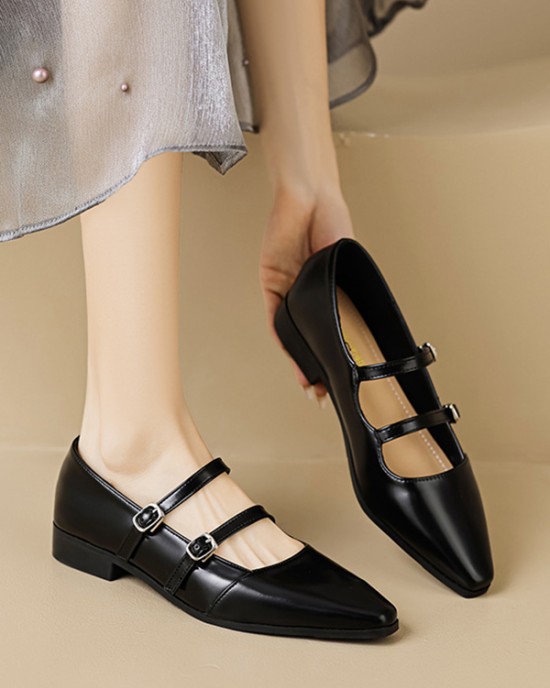 Pointed-Toe Shallow Cut Split-Joint Flat Shoes