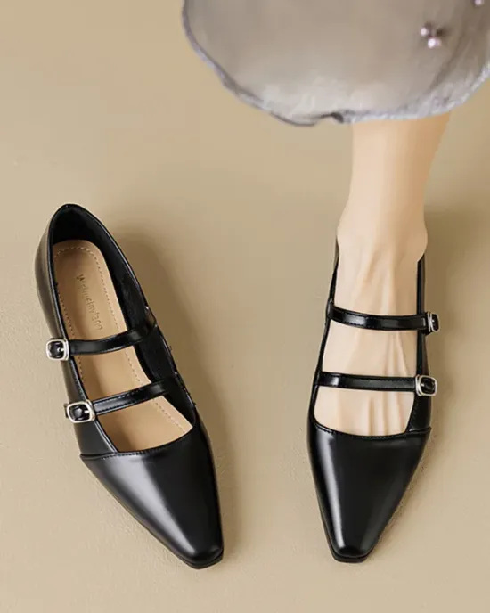 Pointed-Toe Shallow Cut Split-Joint Flat Shoes