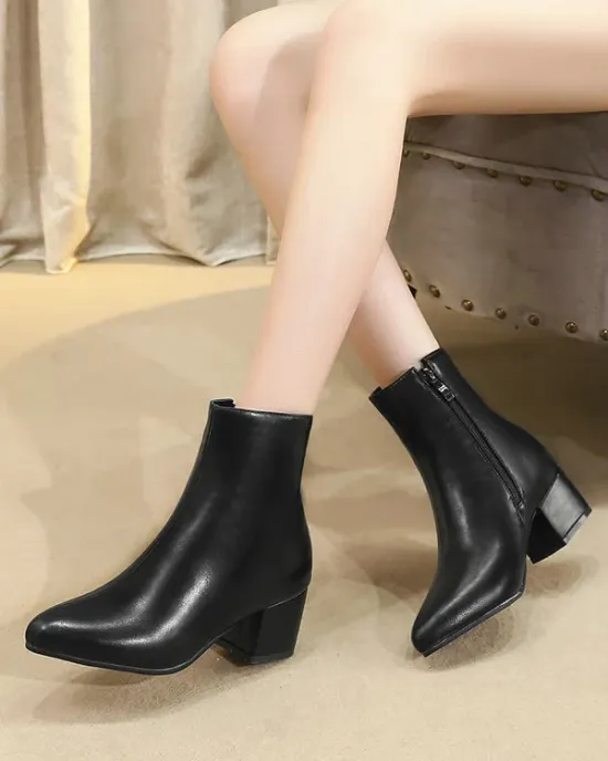 Pointed-Toe Ripped Split-Joint Pumps Chelsea Boots