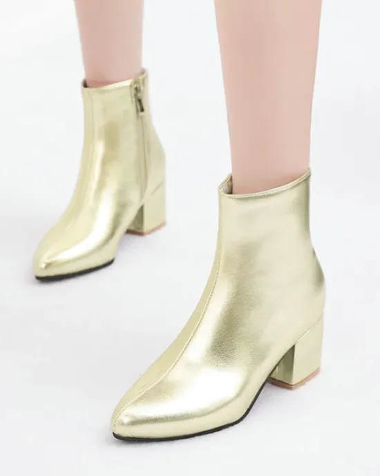 Pointed-Toe Ripped Split-Joint Pumps Chelsea Boots