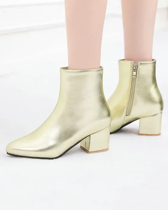 Pointed-Toe Ripped Split-Joint Pumps Chelsea Boots