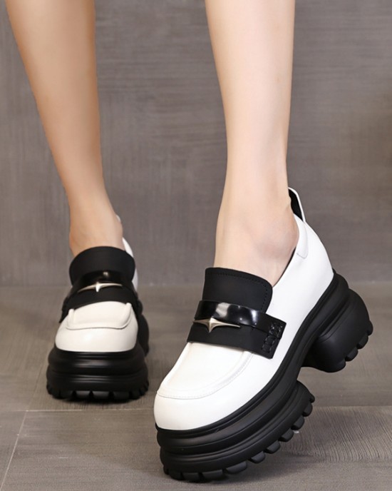 Round-Toe Split-Joint Platform Shoes