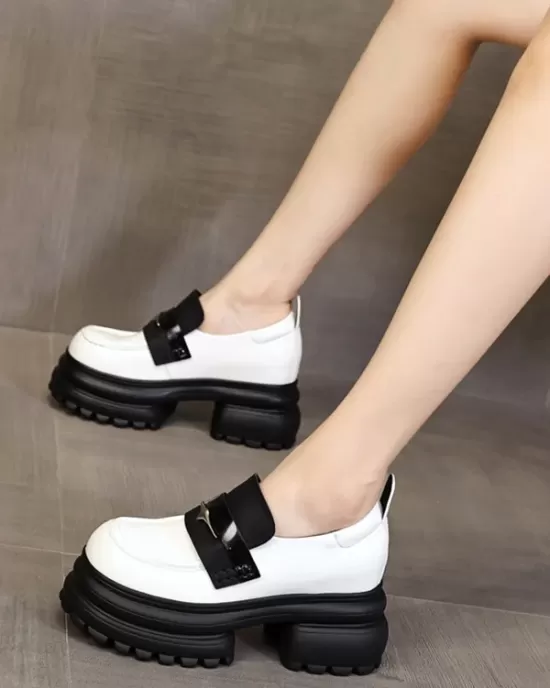 Round-Toe Split-Joint Platform Shoes