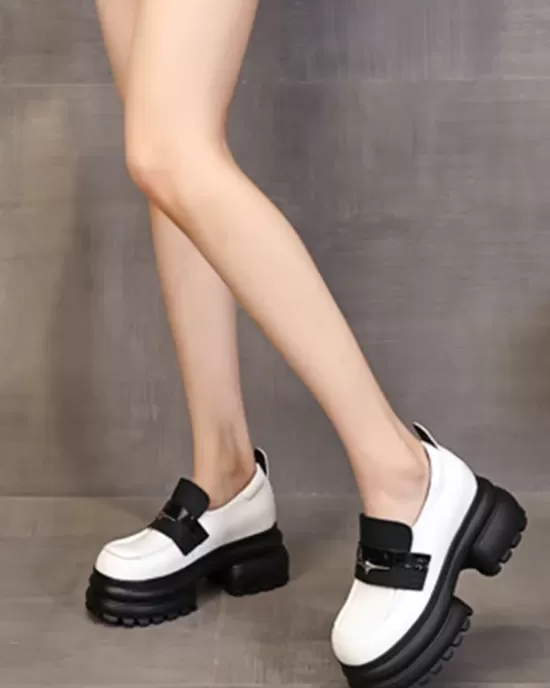 Round-Toe Split-Joint Platform Shoes