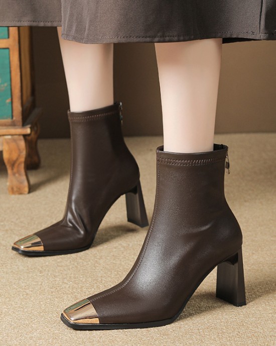 Split-Joint Square-Toe Pumps Boots