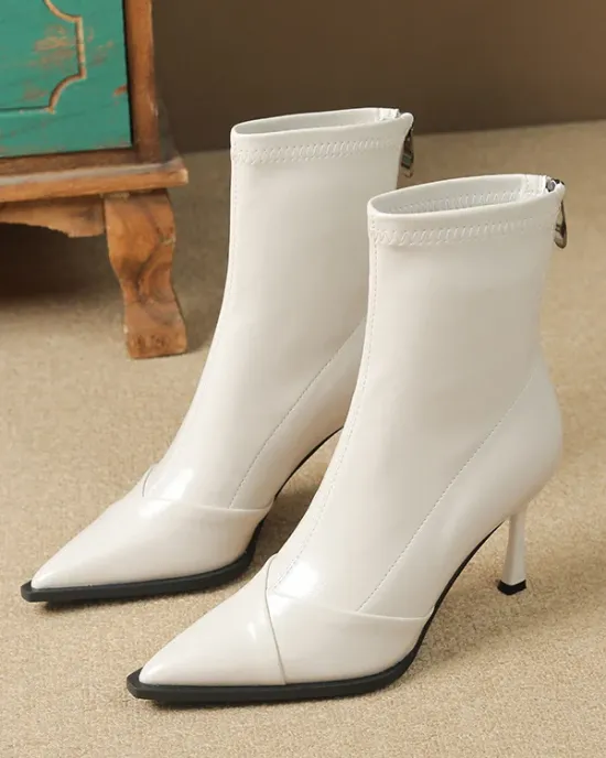 Pointed-Toe Split-Joint Pumps Boots