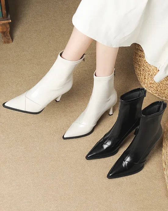 Pointed-Toe Split-Joint Pumps Boots