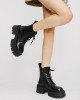 Lace-Up Round-Toe Split-Joint Platform Shoes Boots