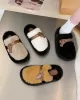 Buckle Round-Toe Split-Joint Slippers Platform Shoes