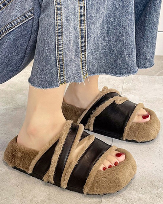 Split-Joint Velvet Slippers