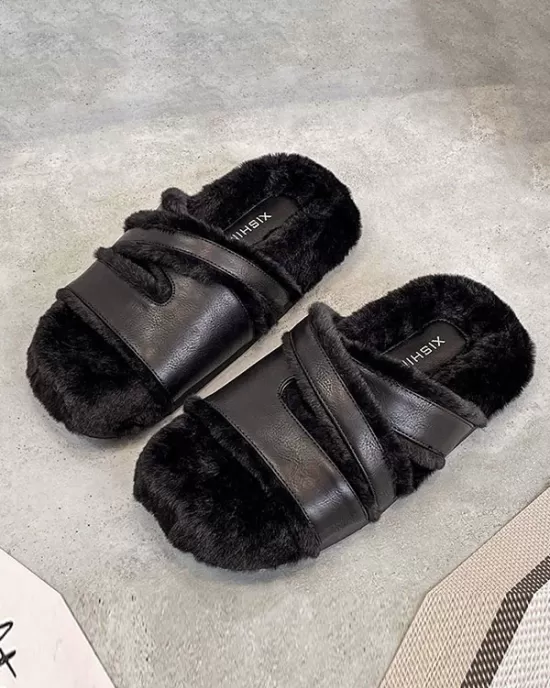 Split-Joint Velvet Slippers