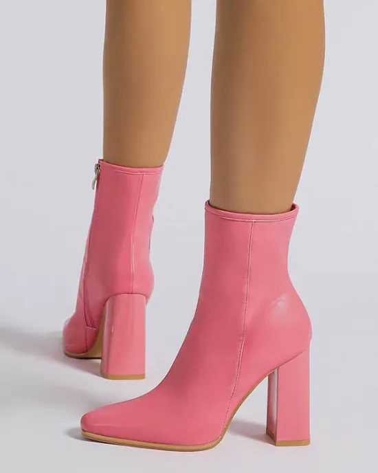 Pointed-Toe Split-Joint Zipper Pumps Boots