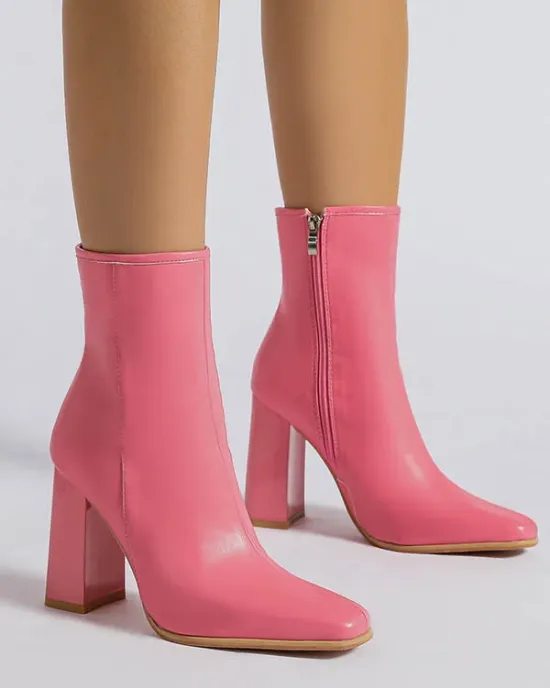 Pointed-Toe Split-Joint Zipper Pumps Boots