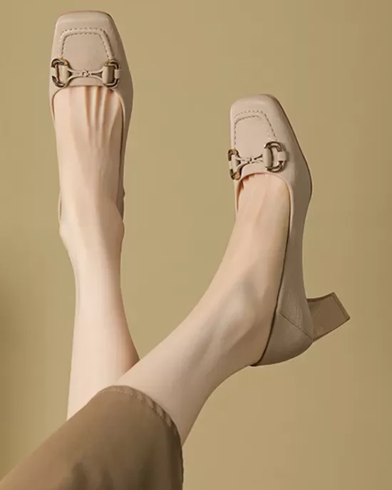 Shallow Cut Split-Joint Square-Toe Pumps