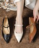 Lace-Up Pointed-Toe Shallow Cut Split-Joint Pumps