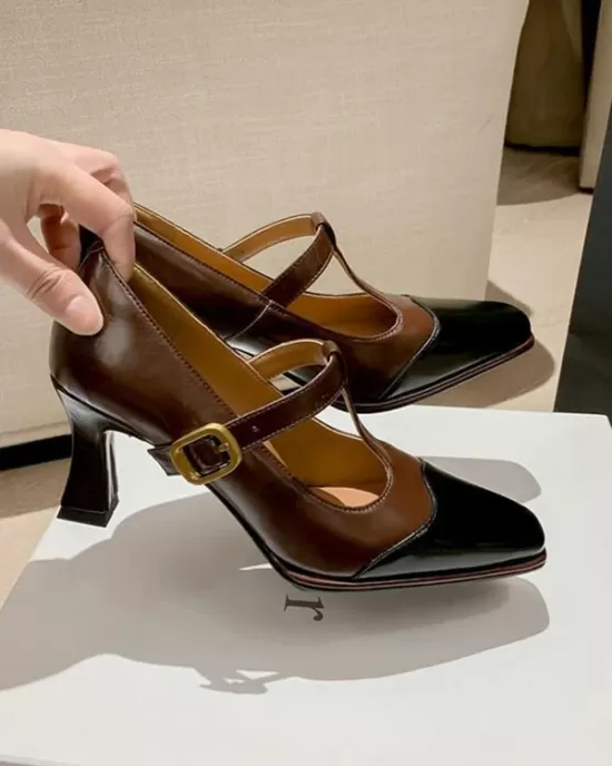 Hollow Split-Joint Square-Toe Pumps