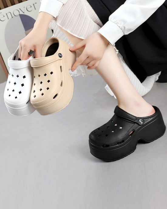 Hollow Sandals Crocs Slippers Platform Shoes