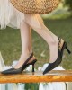 Chains Pointed-Toe Split-Joint Sling Shoes Sandals