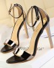 Belt Buckle Open Toe Shiny Split-Joint Sandals Pumps Sandals