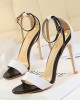 Belt Buckle Open Toe Shiny Split-Joint Sandals Pumps Sandals