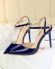 Belt Buckle Pointed-Toe Shiny Split-Joint Sandals Pumps