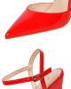 Belt Buckle Pointed-Toe Shiny Split-Joint Sandals Pumps