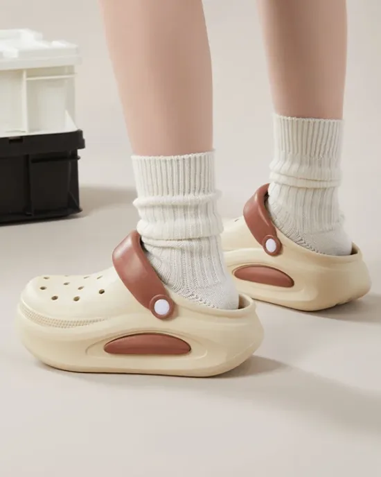 Hollow Round-Toe Shallow Cut Split-Joint Slippers Sandals Crocs