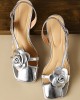 Belt Buckle Flower Shape Hollow Split-Joint Square-Toe Sandals