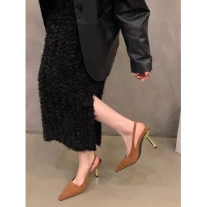 Hollow Pointed-Toe Split-Joint Sling Shoes Sandals Pumps