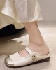 Contrast Color Shallow Cut Split-Joint Square-Toe Slippers&Mules Mary Janes Flats