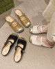 Contrast Color Shallow Cut Split-Joint Square-Toe Slippers&Mules Mary Janes Flats