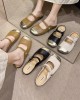 Contrast Color Shallow Cut Split-Joint Square-Toe Slippers&Mules Mary Janes Flats