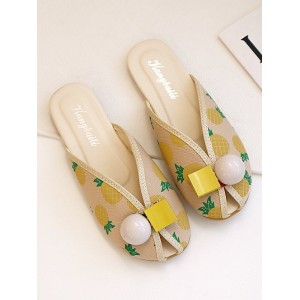 Open Toe Printed Round-Toe Split-Joint Slippers