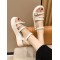 Belt Buckle Lace-Up Round-Toe Split-Joint Sandals Platform Shoes