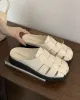 Hollow Round-Toe Split-Joint Woven Slippers&Mules Sandals