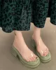 Open Toe Round-Toe Split-Joint Transparent Slippers Pumps Sandals