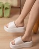 Open Toe Round-Toe Solid Color Slippers