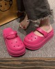 Hollow Round-Toe Solid Color Slippers Sandals