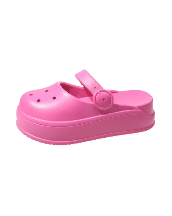 Hollow Round-Toe Solid Color Slippers Sandals