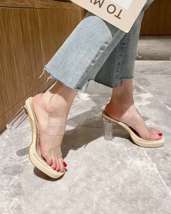 Open Toe Transparent Sandals Platform Shoes