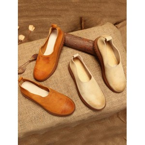 Simple Style Cowhide Soft Shoes