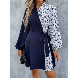 Casual A-Line Patchwork Dress