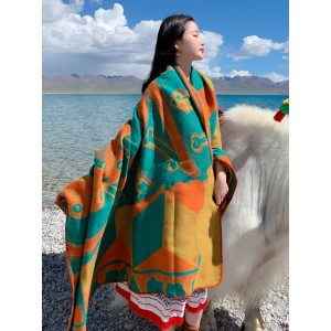 Casual Loose Patchwork Shawl&Cloak