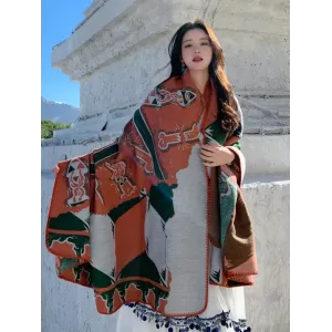 Casual Loose Patchwork Shawl&Cloak