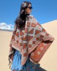 Casual Loose Print Patchwork Shawl&Cloak