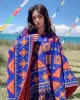 Casual Loose Print Patchwork Shawl&Cloak