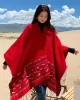 Casual Loose Print Patchwork Shawl&Cloak